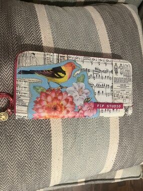 Pip Studio Floral Zip Wallet Bird Print Colorful Large Wallet